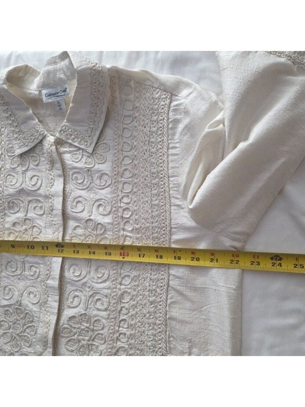 Wearable Art Coldwater Creek Silk Embroidered Jacket Petite Large - Picture 7 of 9